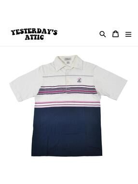 Vintage Titleist Tulsa Golf Country Club Course Stripe White 90s Polo Medium